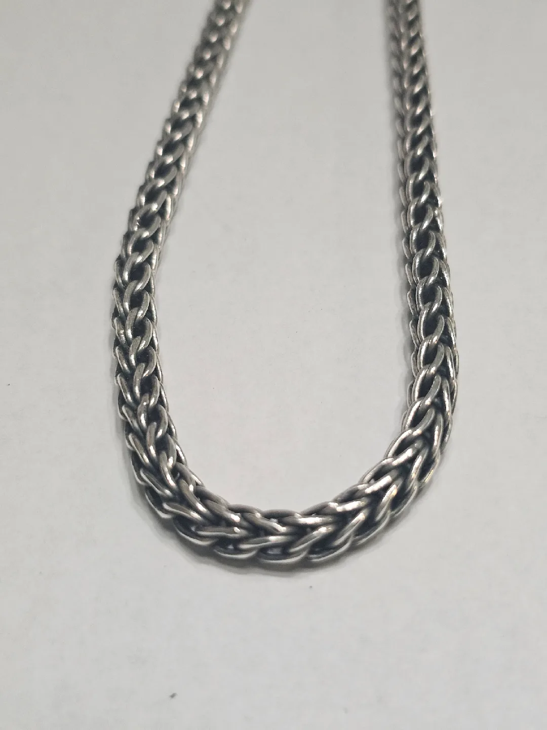 Silver Braided Chain Necklace Stamped 925 image indicator(2)