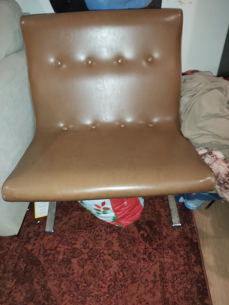 Brown Vinyl Chair with Chrome Legs