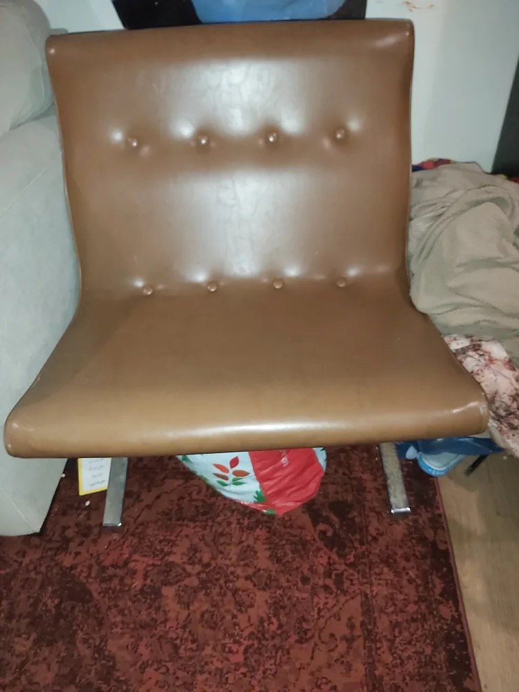 Brown Vinyl Chair with Chrome Legs thumbnail