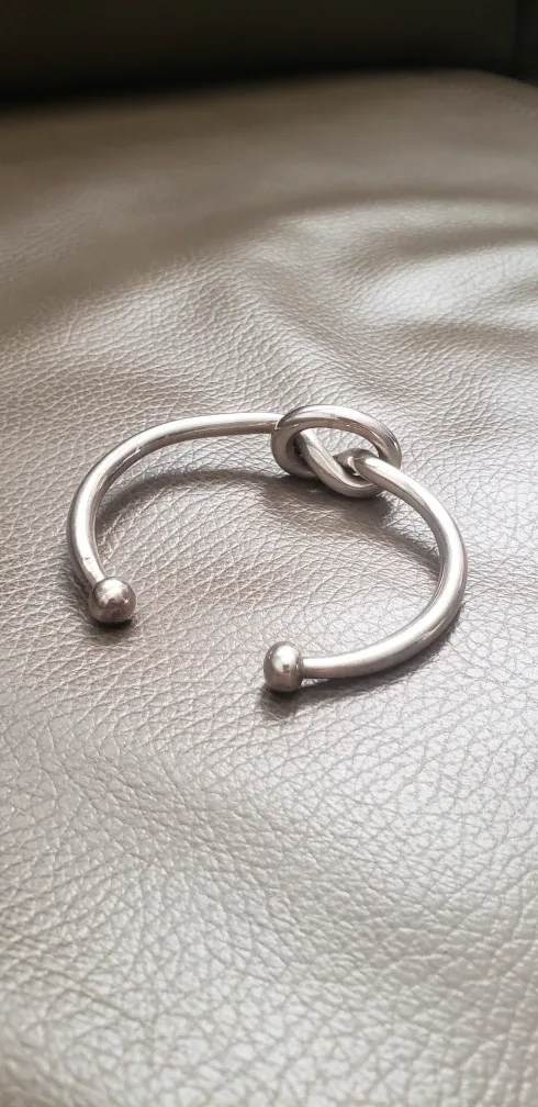 Sterling silver cuff hand wrought and heavy image indicator(2)