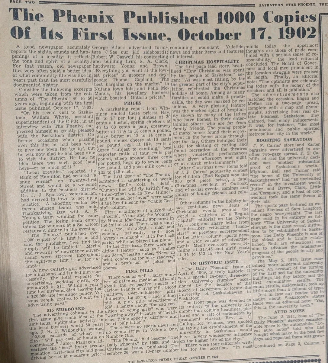 Vintage Saskatoon Star-Phoenix Newspaper image indicator(5)