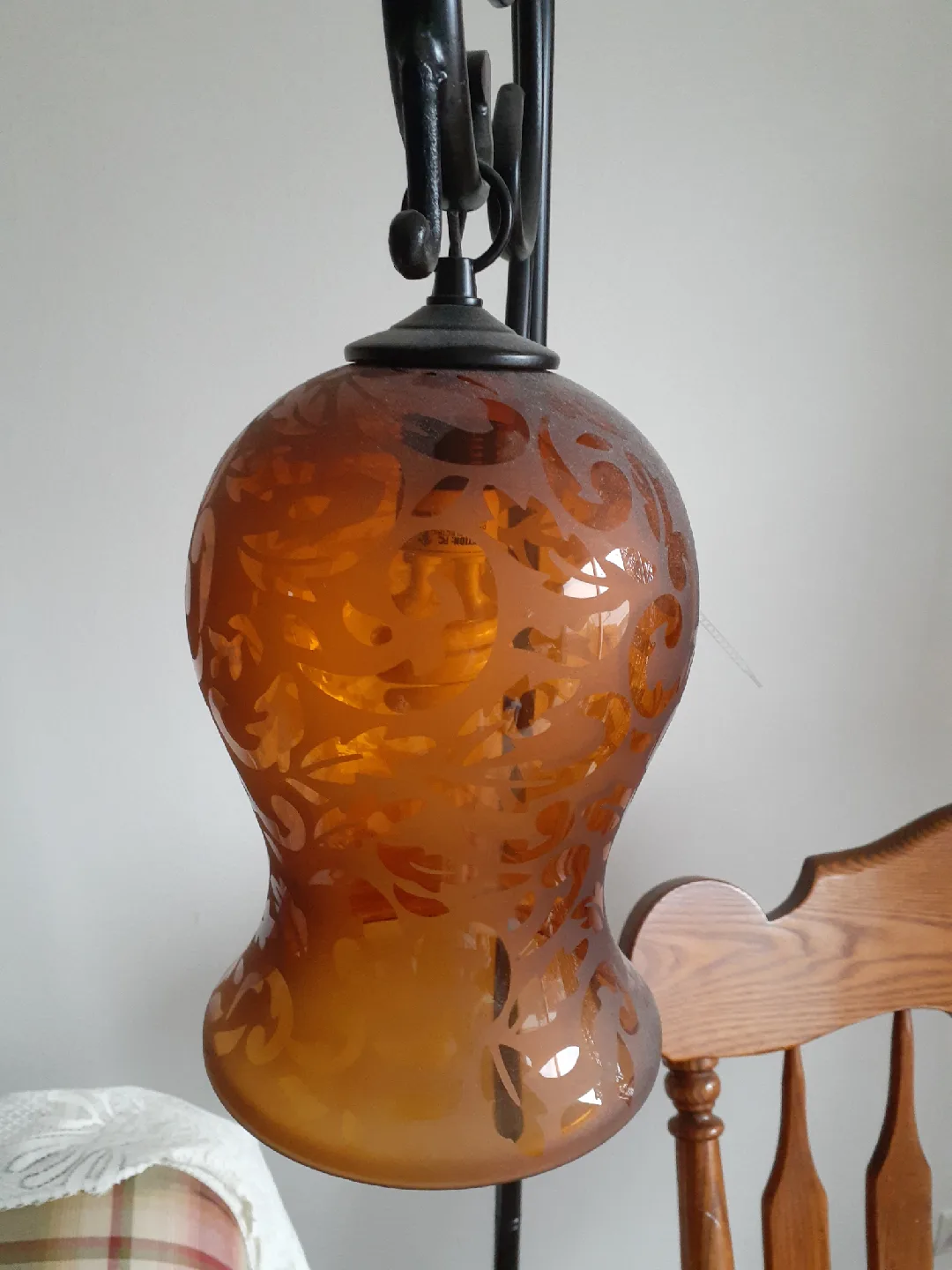 Amber Glass Floor Lamp with foot pedal image indicator(5)