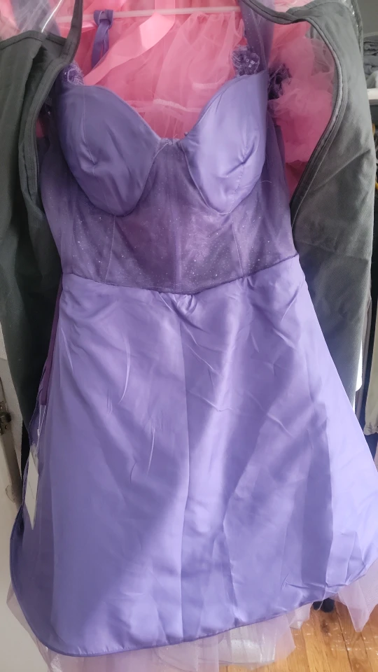 Purple Dress with Floral and Butterfly Details - photo 4