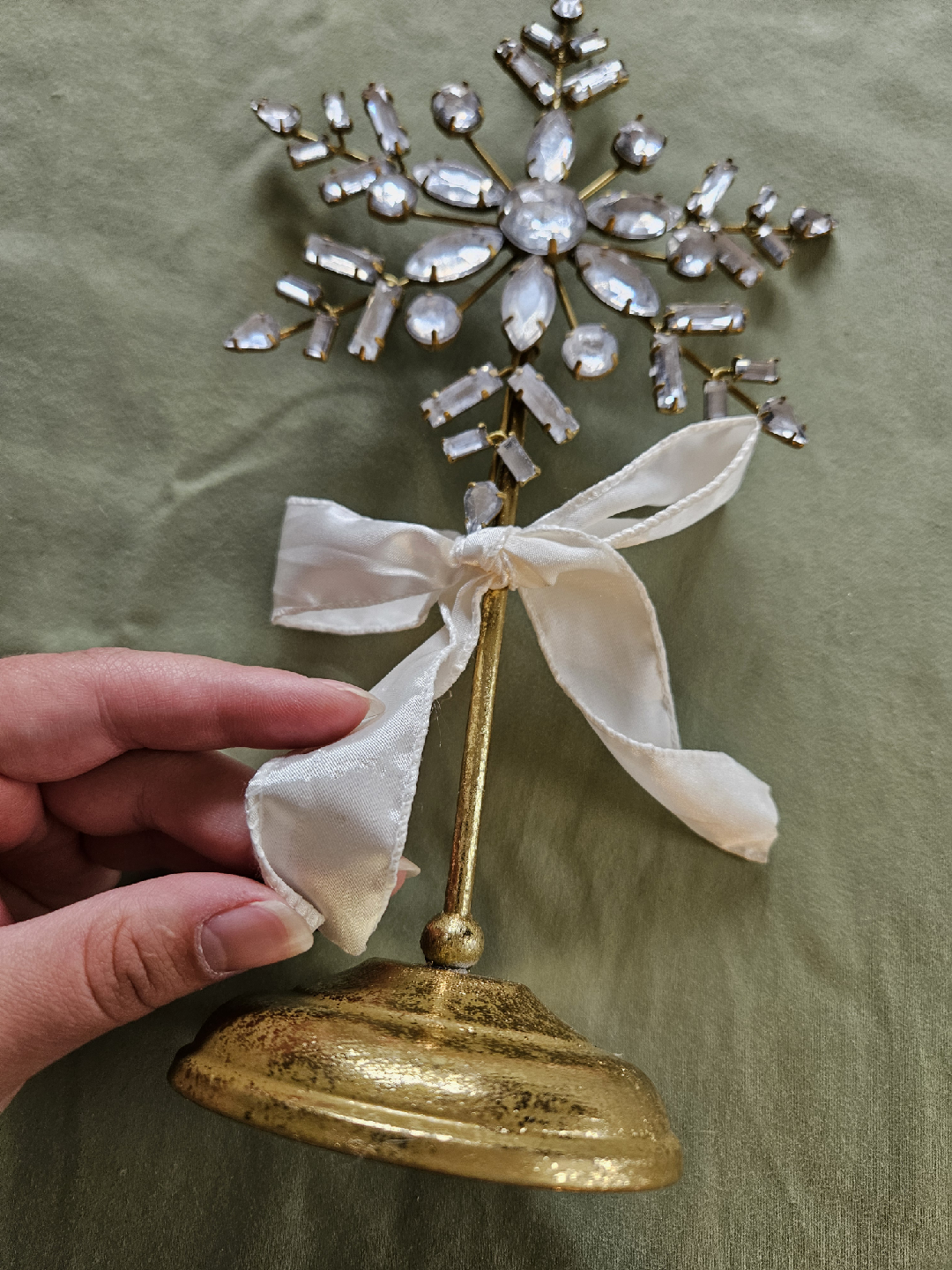 Crystal Snowflake with an Ivory Bow Christmas Tabletop Ahsland - photo 2