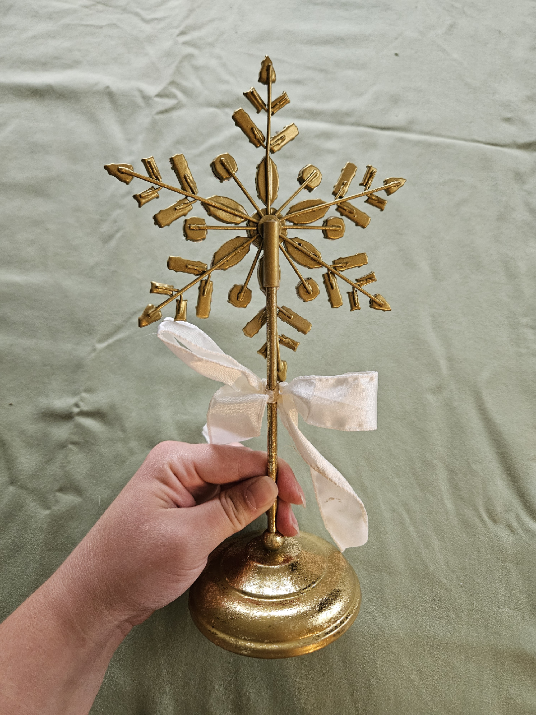 Crystal Snowflake with an Ivory Bow Christmas Tabletop Ahsland - photo 4