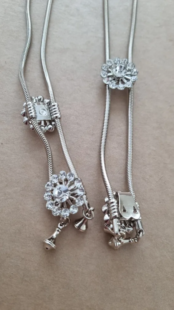 Silver Tone Bolo Tie with Rhinestone Accents thumbnail