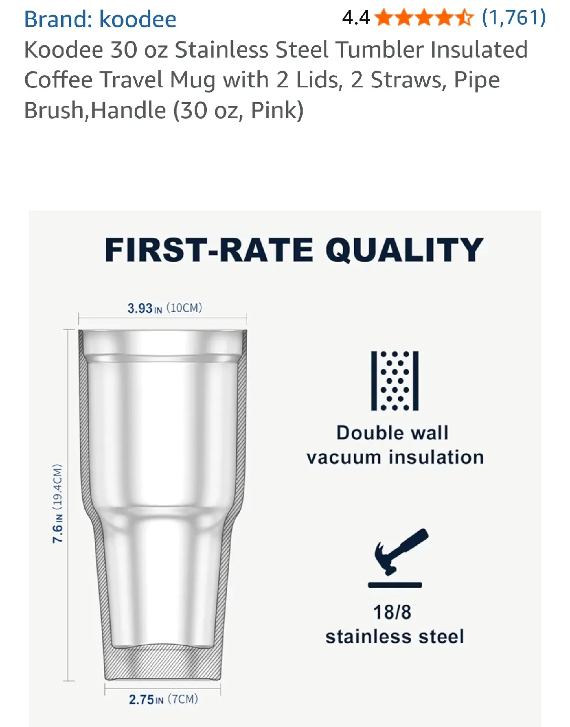 YETI Rambler Dupe - 30oz Tumbler with Handle (Powder Pink) image indicator(10)