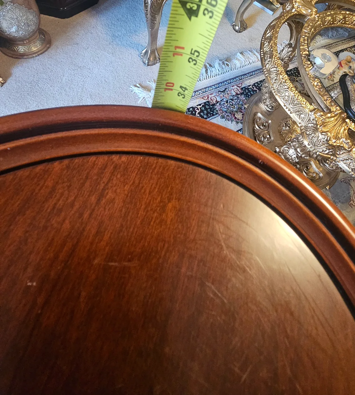 Wooden Pedestal Accent Table - Dark Brown image indicator(9)