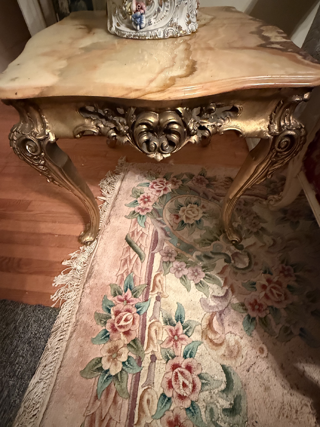 Vintage Marble Top Accent Table