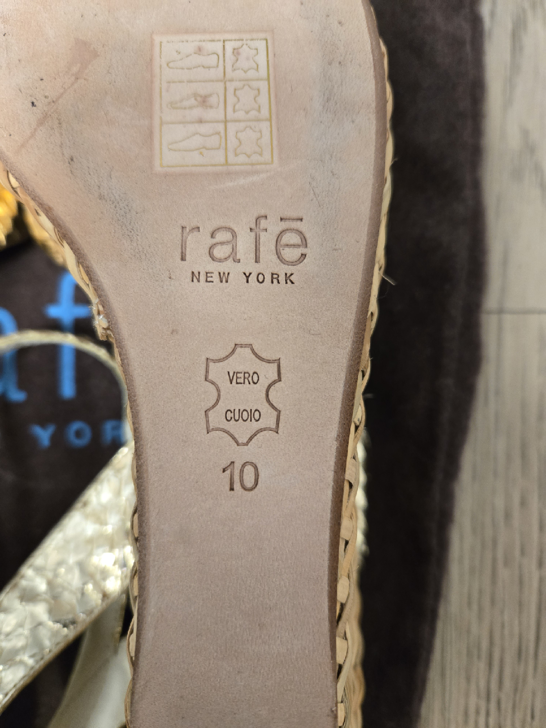Rafe New York Gold Leather Wedge Sandals - Size 10 - photo 3