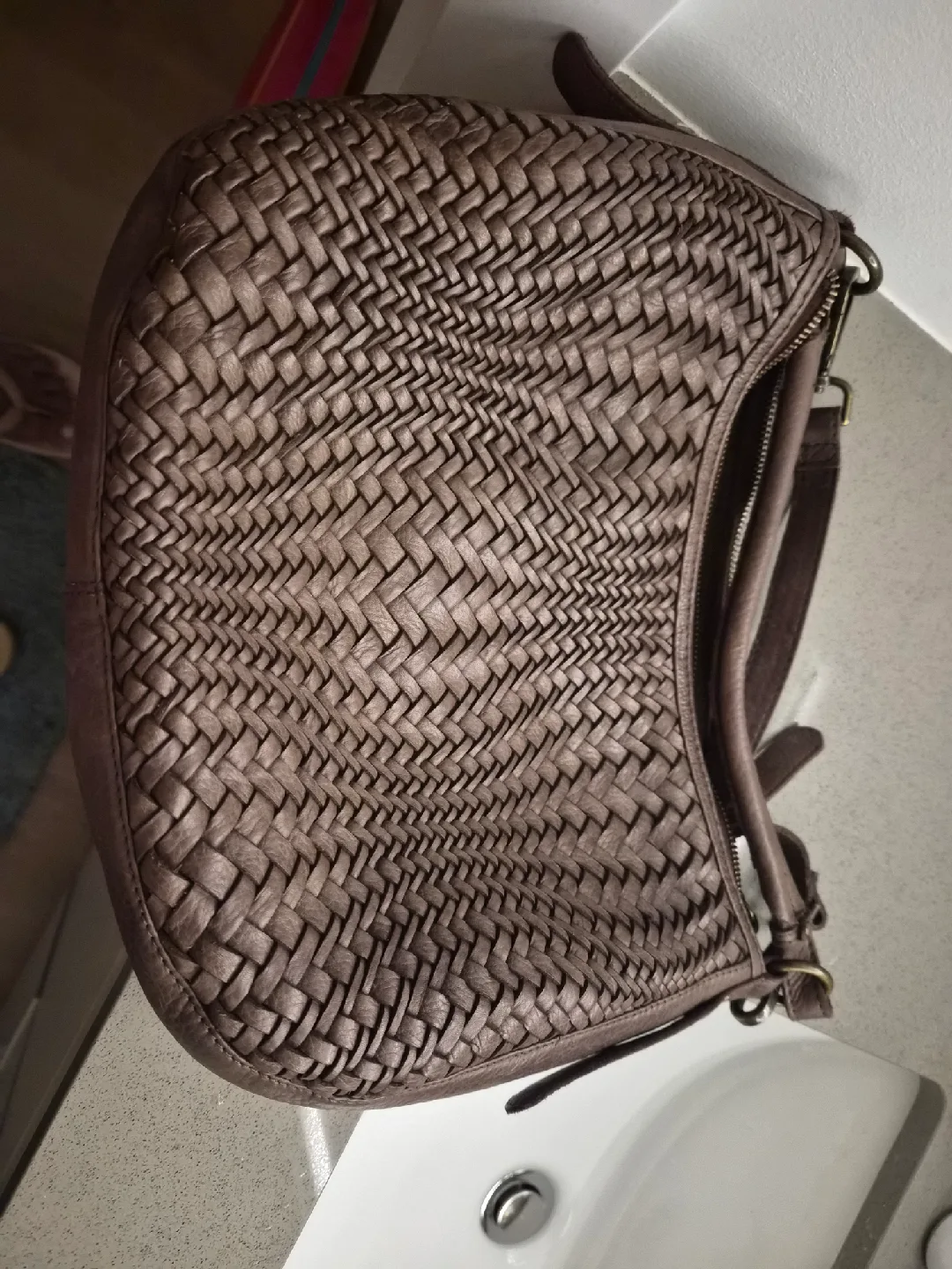 Ashwood Genuine Leather Brown Woven Bag image indicator(4)