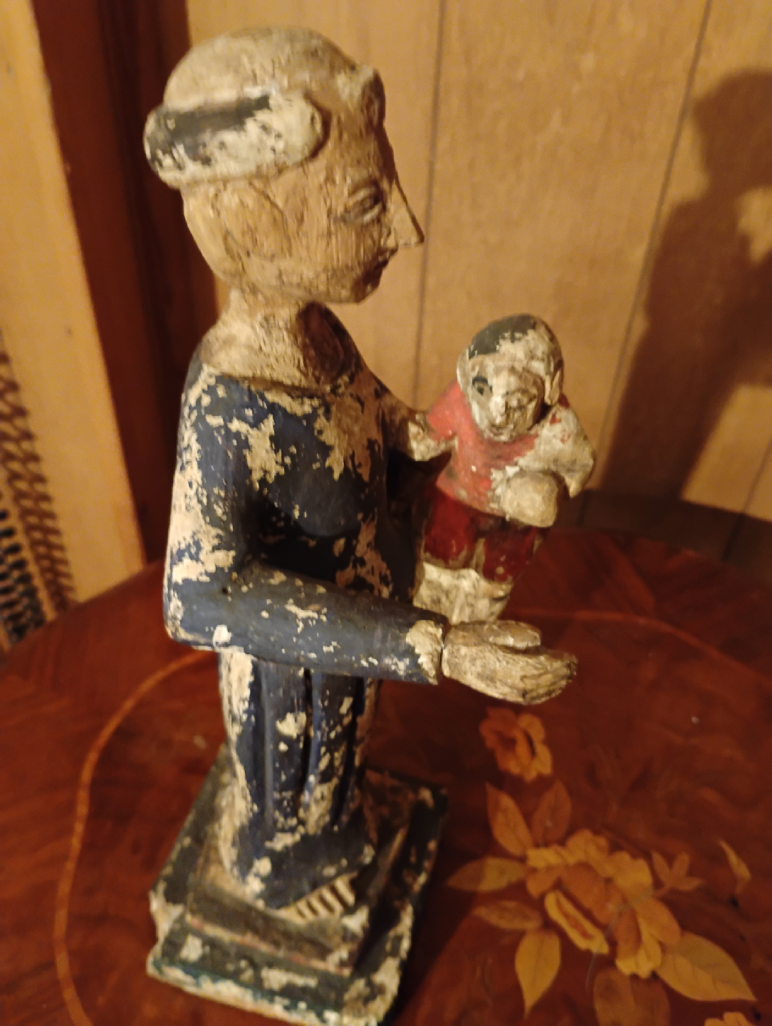 Vintage Wooden Madonna and Child Statue - photo 3