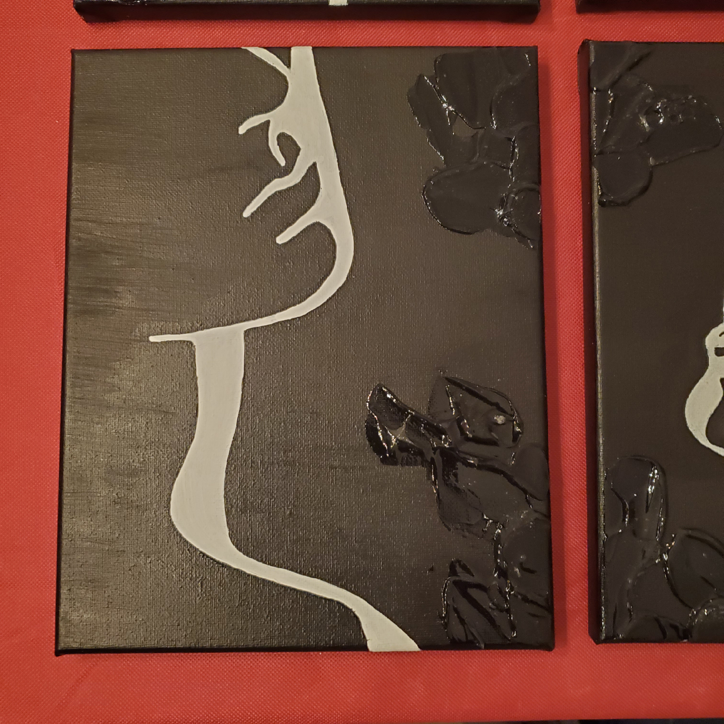 Set of 4 Black & White Face Art Canvases - photo 4