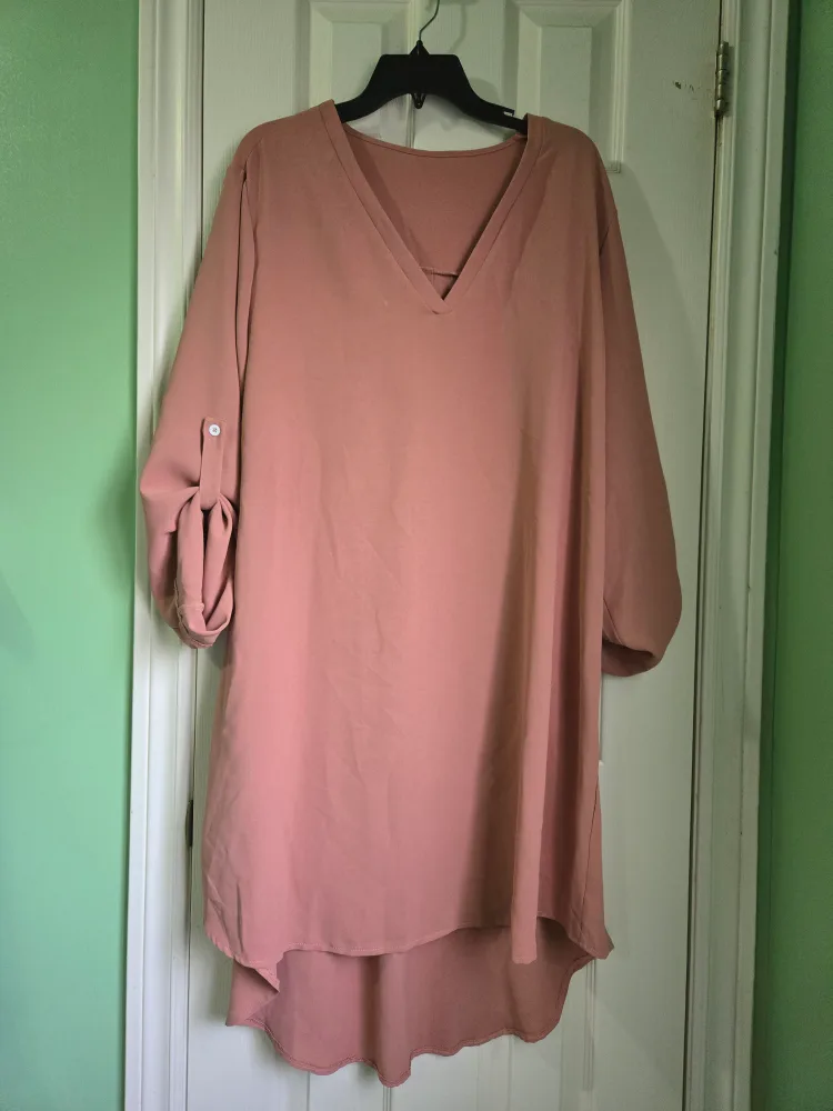 Blush Pink V-Neck Tunic Top thumbnail