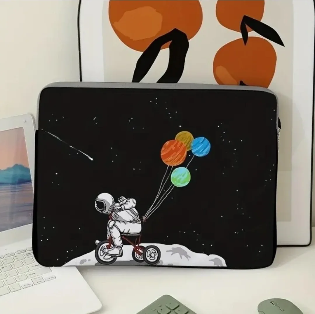 New Laptop Black Bottom Bicycle Astronaut Zipper Cover image indicator(4)