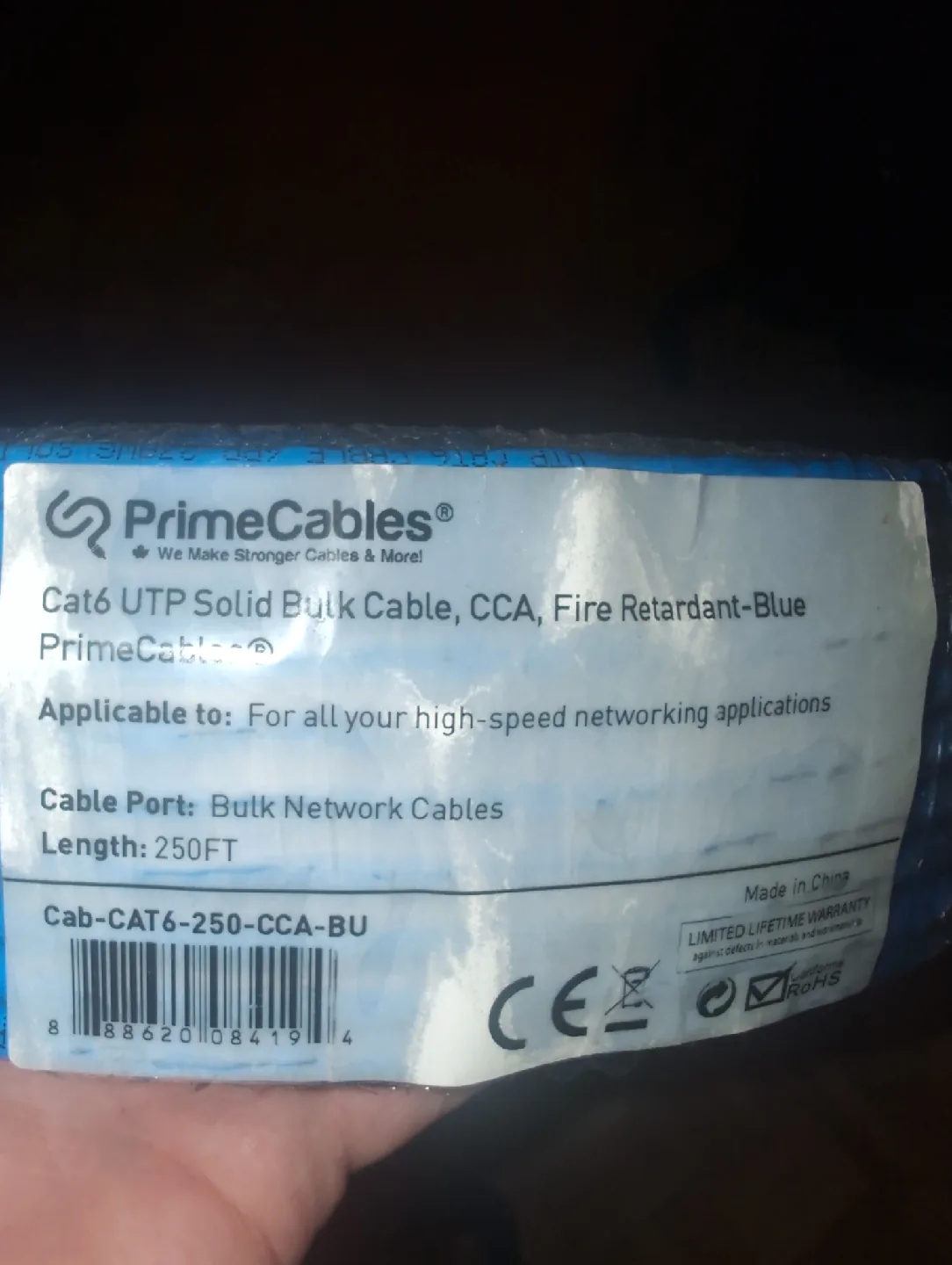PrimeCables Cat6 UTP Solid Bulk Cable 250FT Blue thumbnail