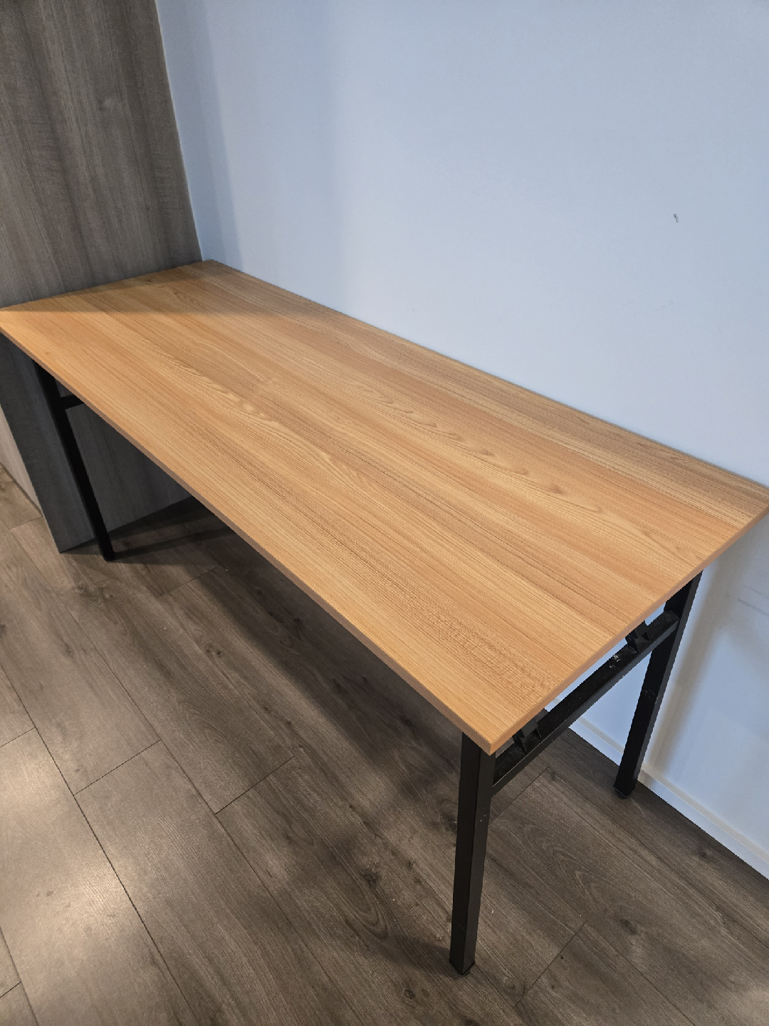 Wood and Black Metal Desk