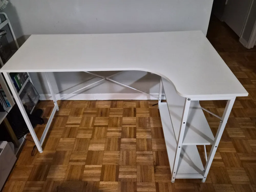 L-Shape Writing/Computer Desk with Shelves - White thumbnail