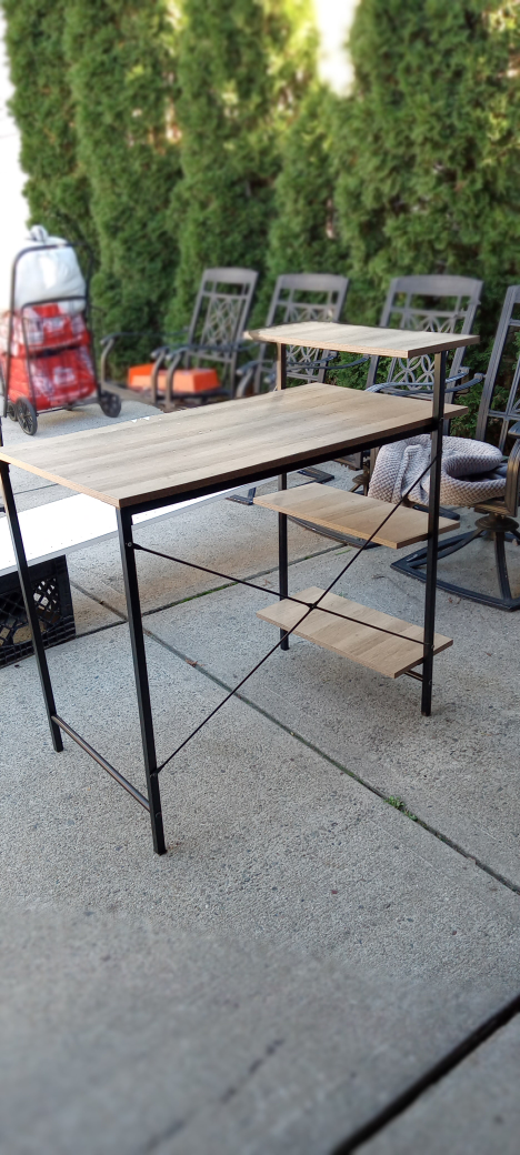 Wood and Metal Desk with Shelves