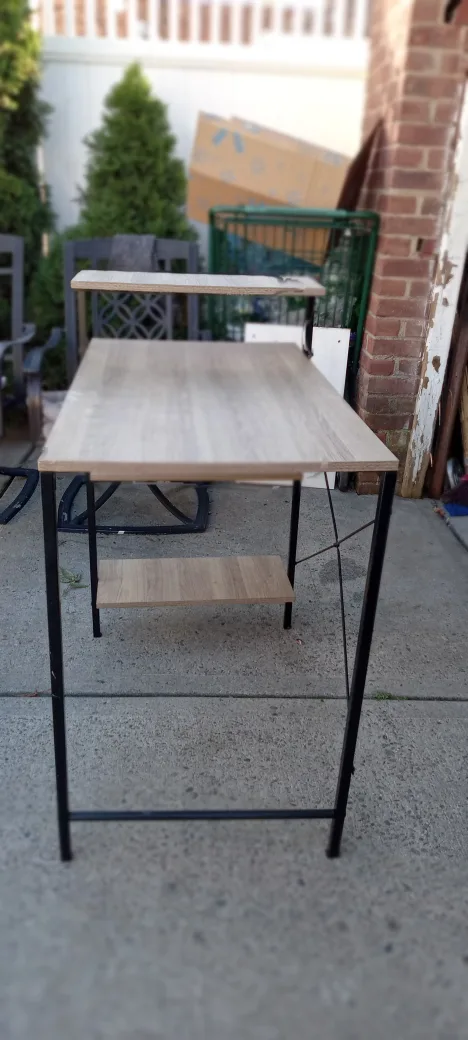 Wood and Metal Desk with Shelves image indicator(3)