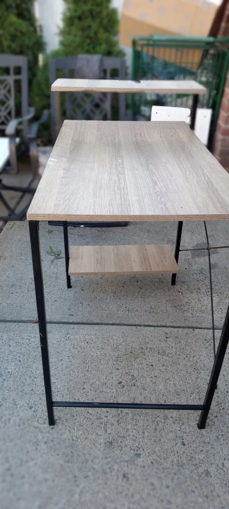 Wood and Metal Desk with Shelves image indicator(4)