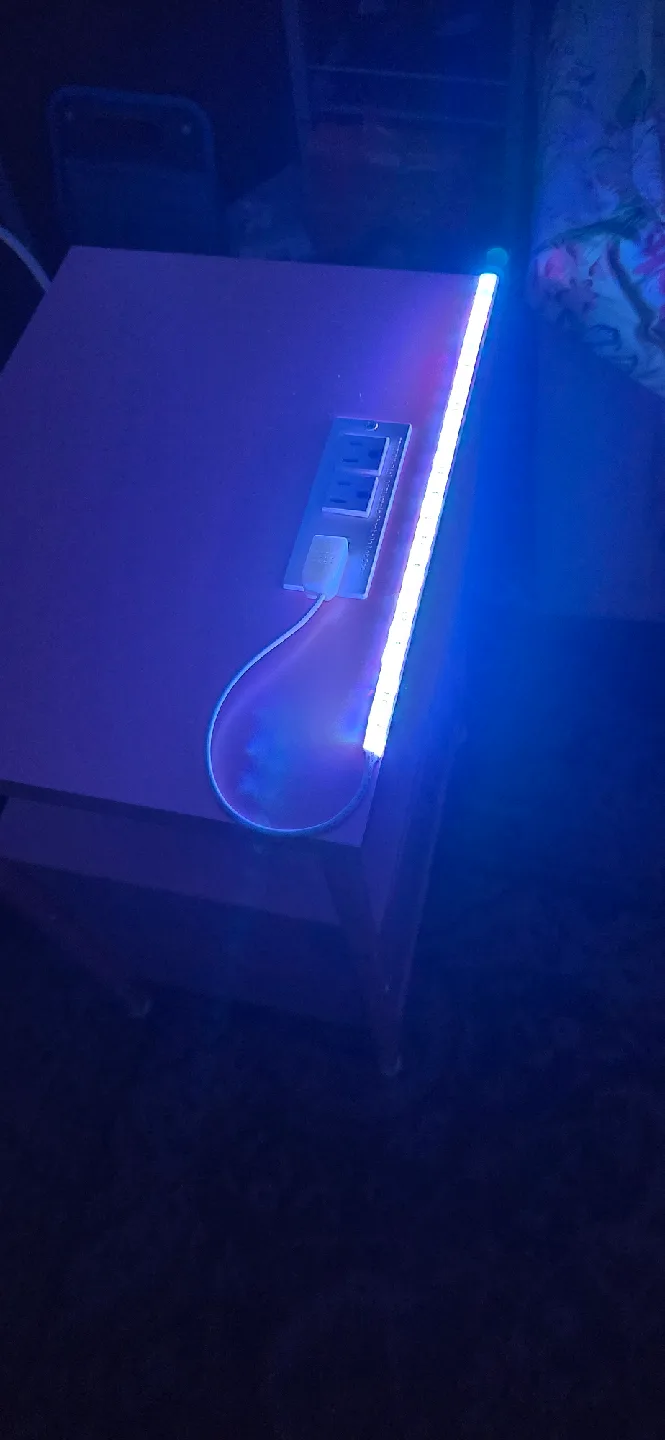 BRAND NEW BOLUO Pink Nightstand with LED & Charging Station image indicator(4)