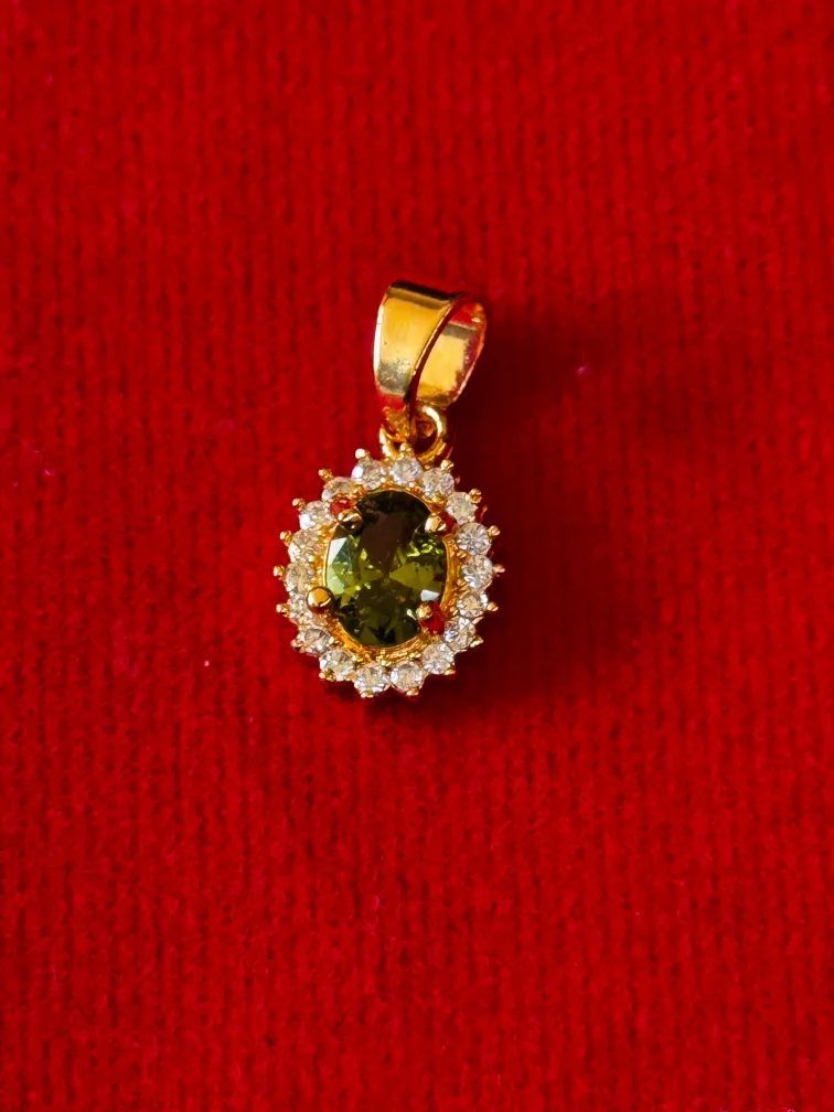 Oval Gemstone Gold Plated Stud Earrings image indicator(8)