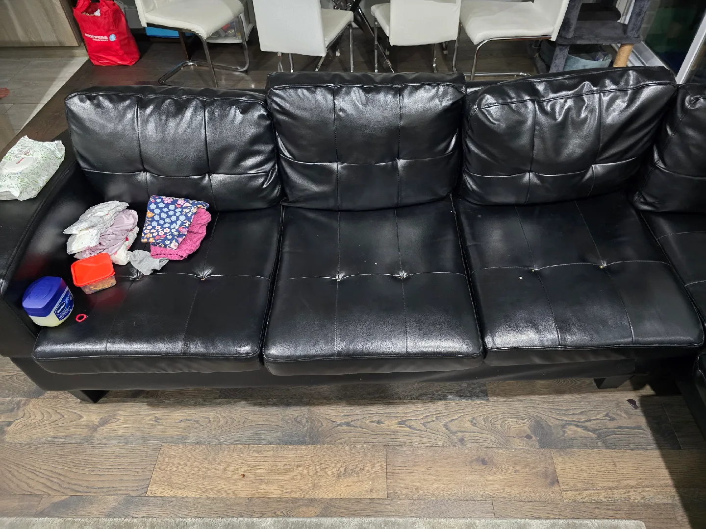 Black Leather Sectional Sofa with Chaise image indicator(2)