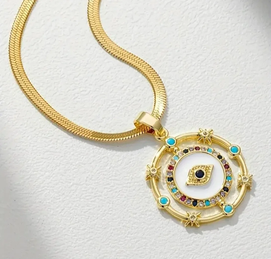 Gold Evil Eye Pendant Necklace image indicator(7)