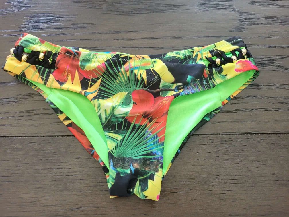 La Aqua Floral Bikini Bottoms - Size S thumbnail
