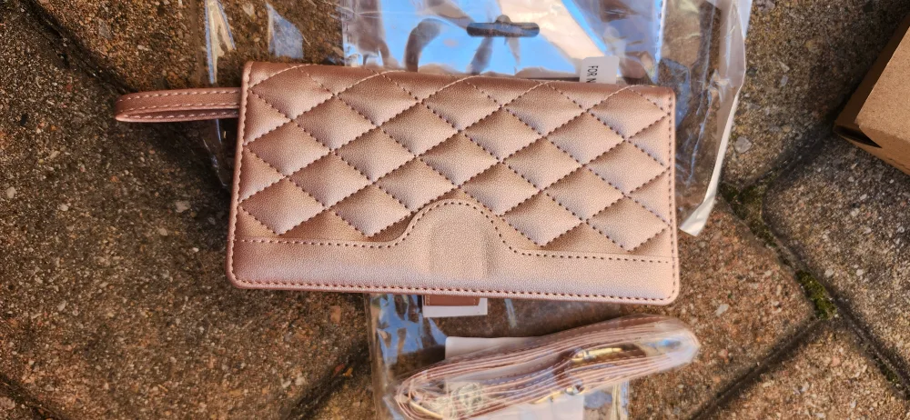 Quilted Phone Wallet Case with Strap, pink, green, or black thumbnail