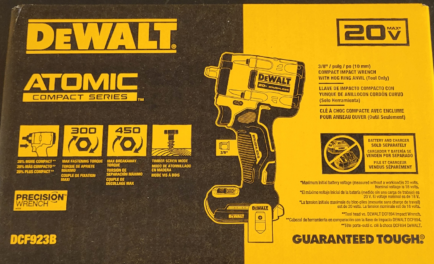 DeWalt 20V MAX ATOMIC Impact Wrench DCF923B