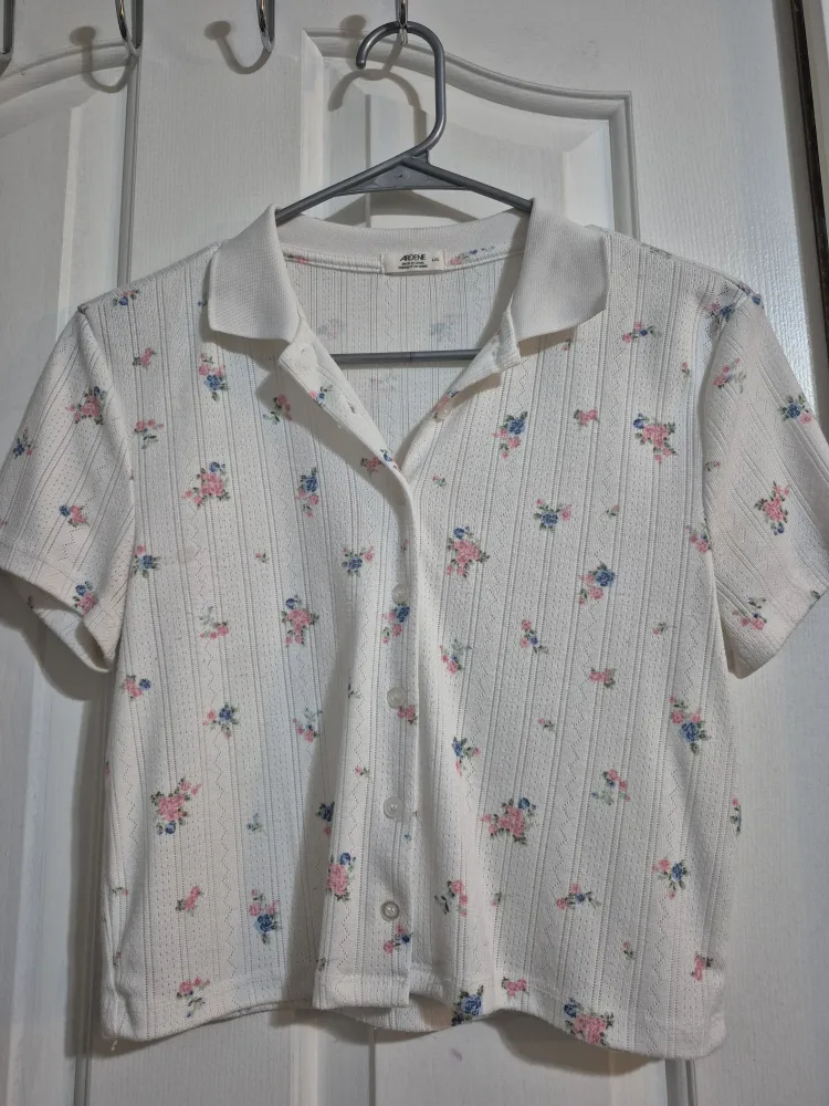 Ardene Floral Polo Shirt - Size L thumbnail