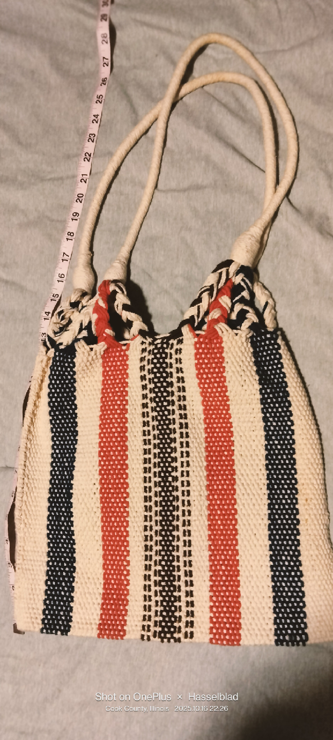 Striped Woven Tote Bag