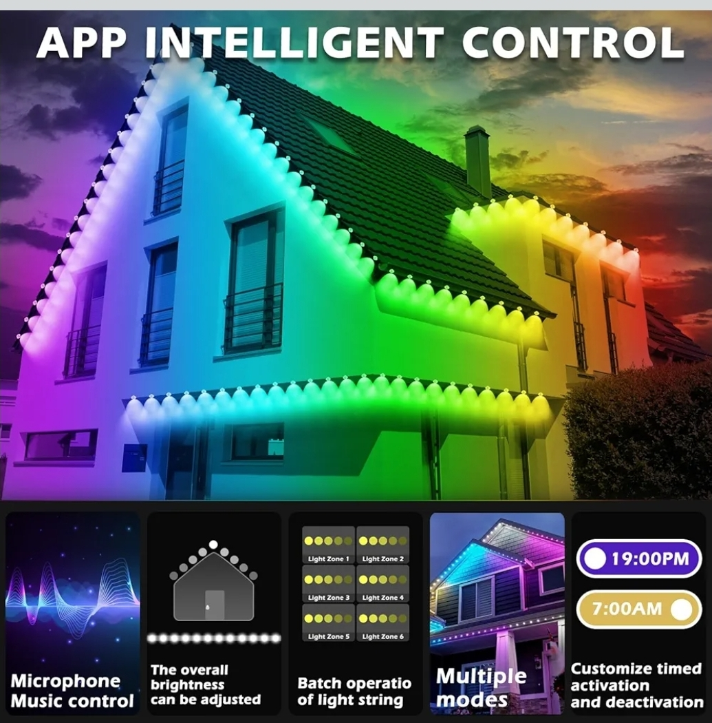 Outdoor LED Colorful Eaves Lights - 100FT Waterproof - photo 3