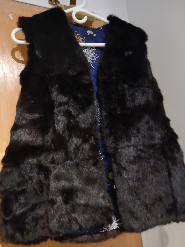 Fur Vest with Floral Lining mink