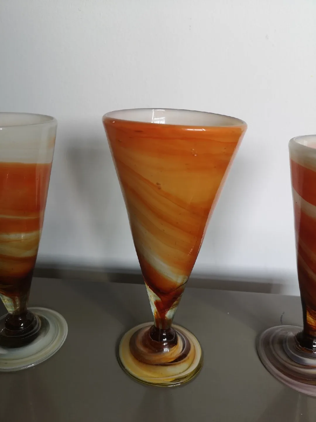 Set of 3 Swirl Art Glass cups image indicator(4)