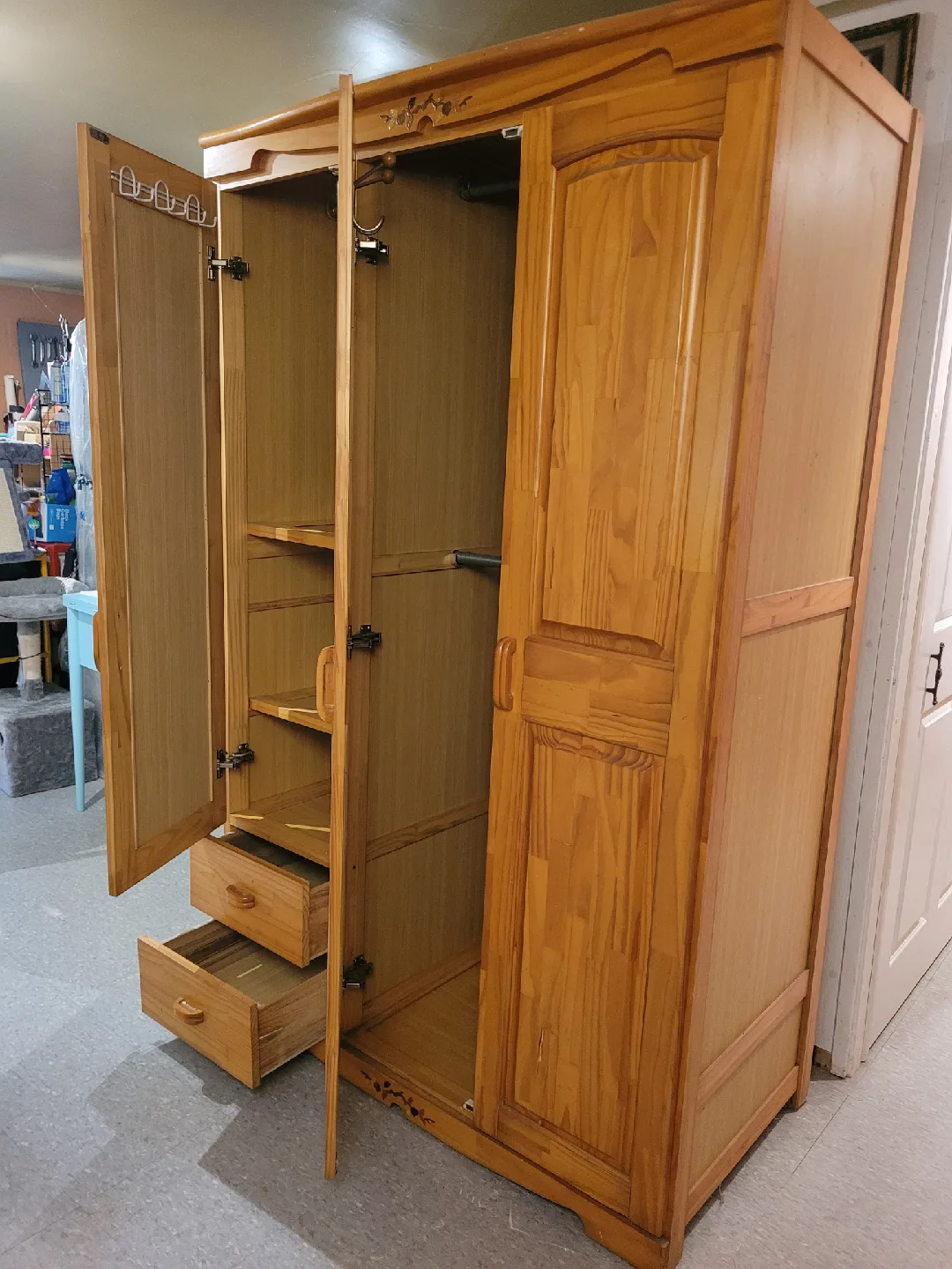 Wooden Wardrobe with mirror image indicator(2)