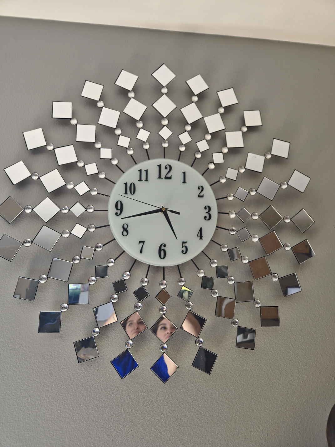 Silver Mirrored Wall Clock