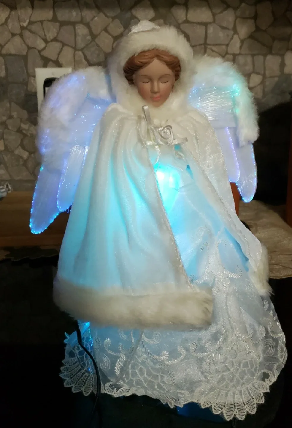 Angel Tree Topper with Fibre Optic Wings
