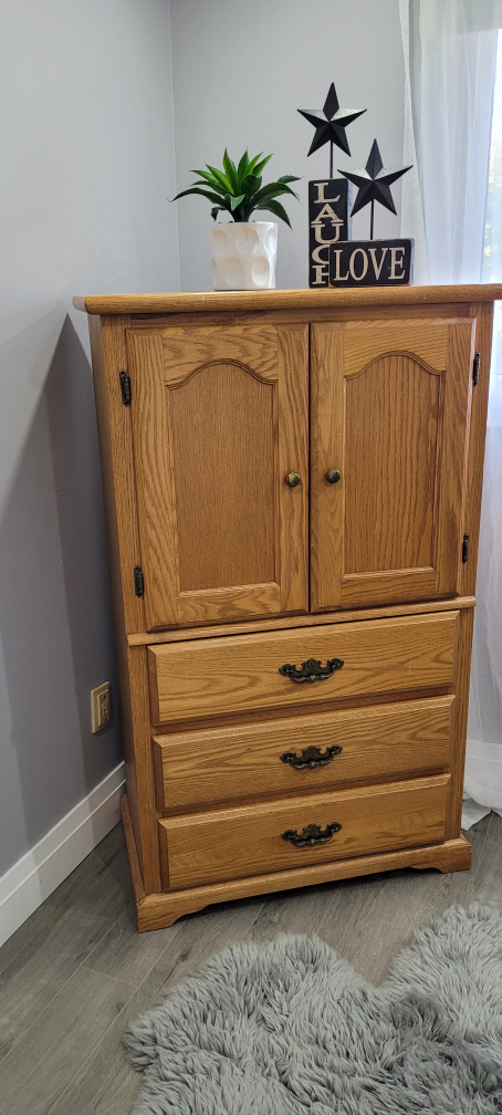 Oak Armoire with Drawers