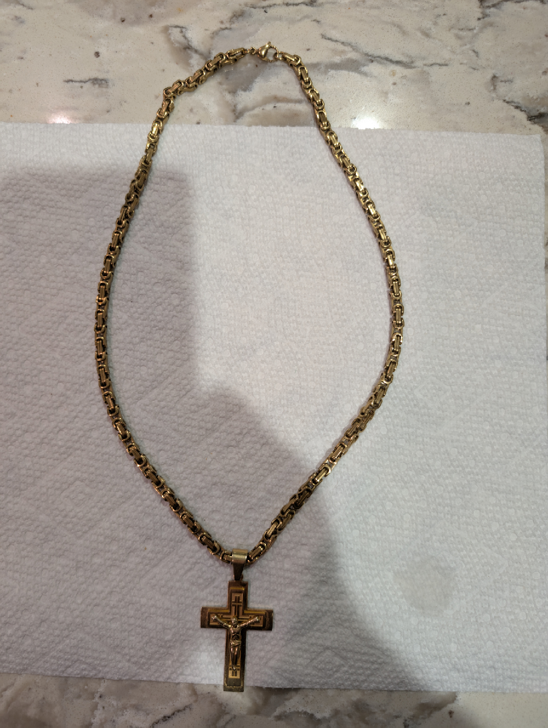 Gold Plated Cross with Jesus Christ Pendant Necklace - photo 2