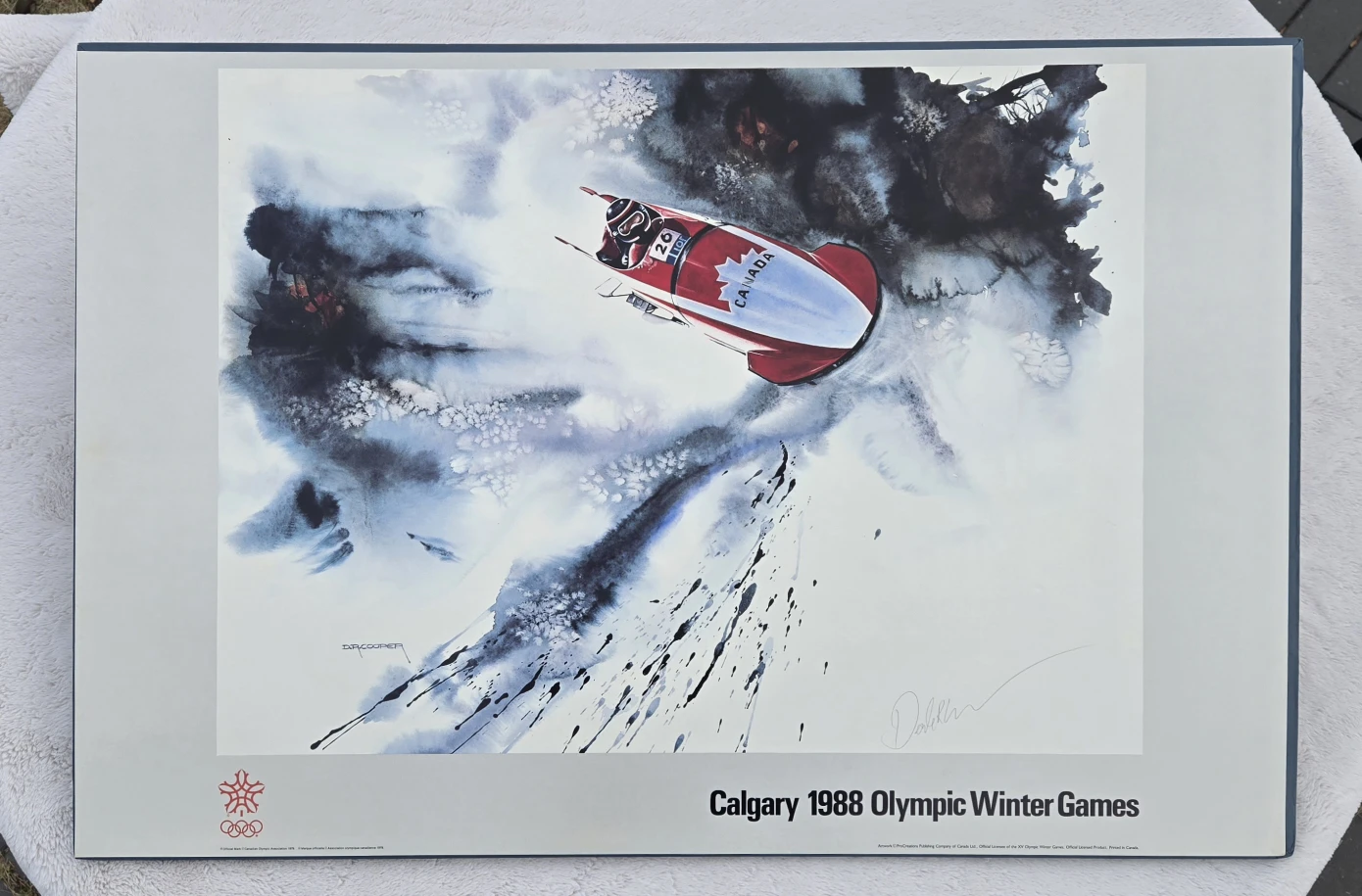 Rare '88 Olympic Bobsled Poster (Signed)