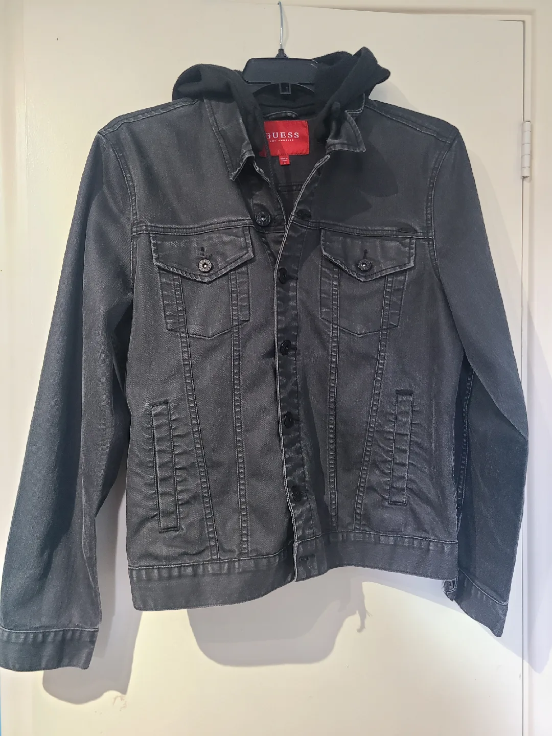 [Large] GUESS Rakim (Black) Denim Jacket w/ Detachable Hood thumbnail