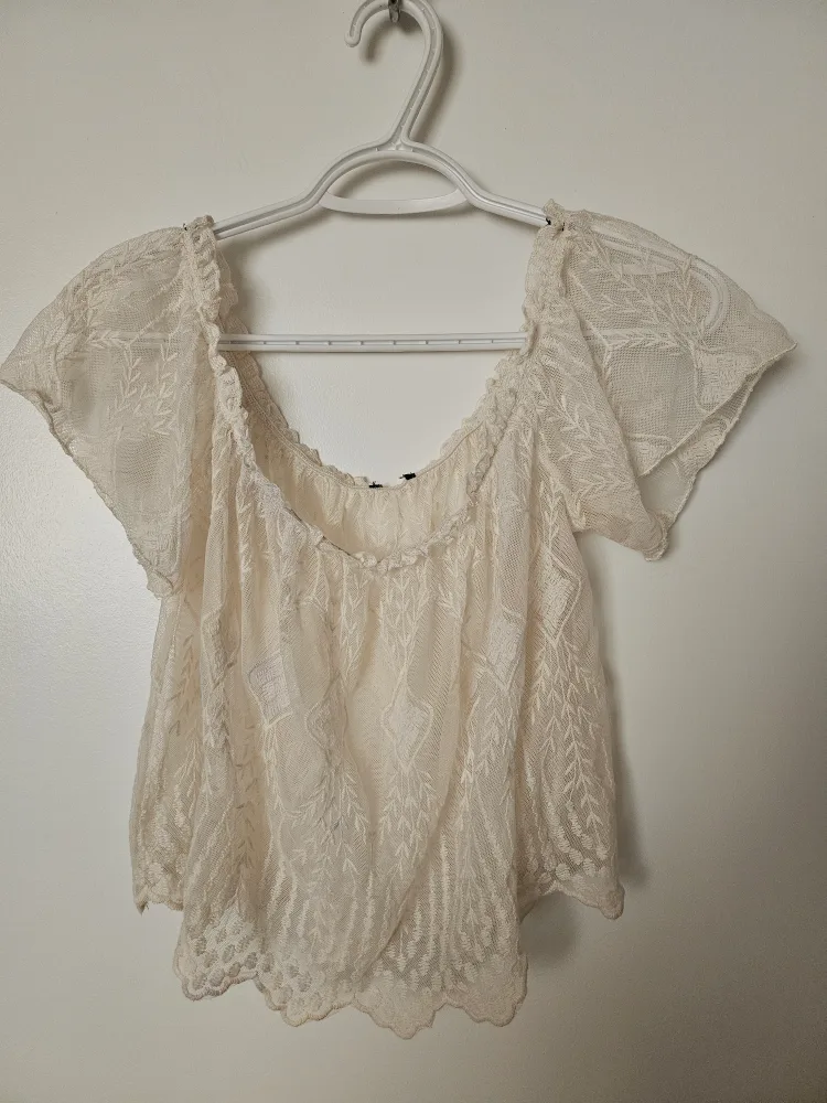 Lace Off-Shoulder Top - Cream thumbnail
