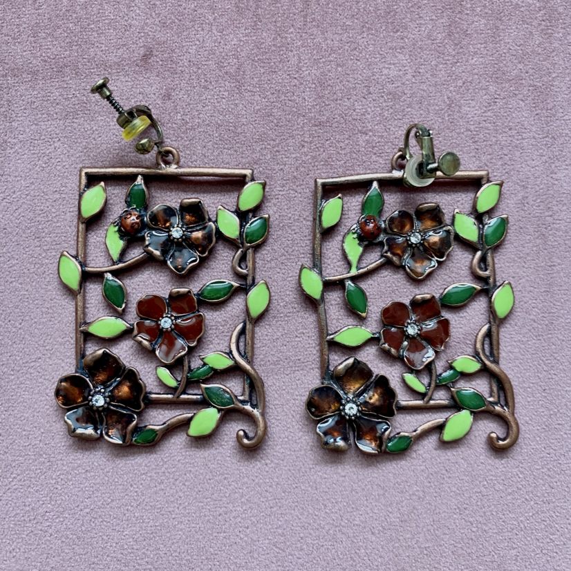 Flower Garden Clip on Earrings