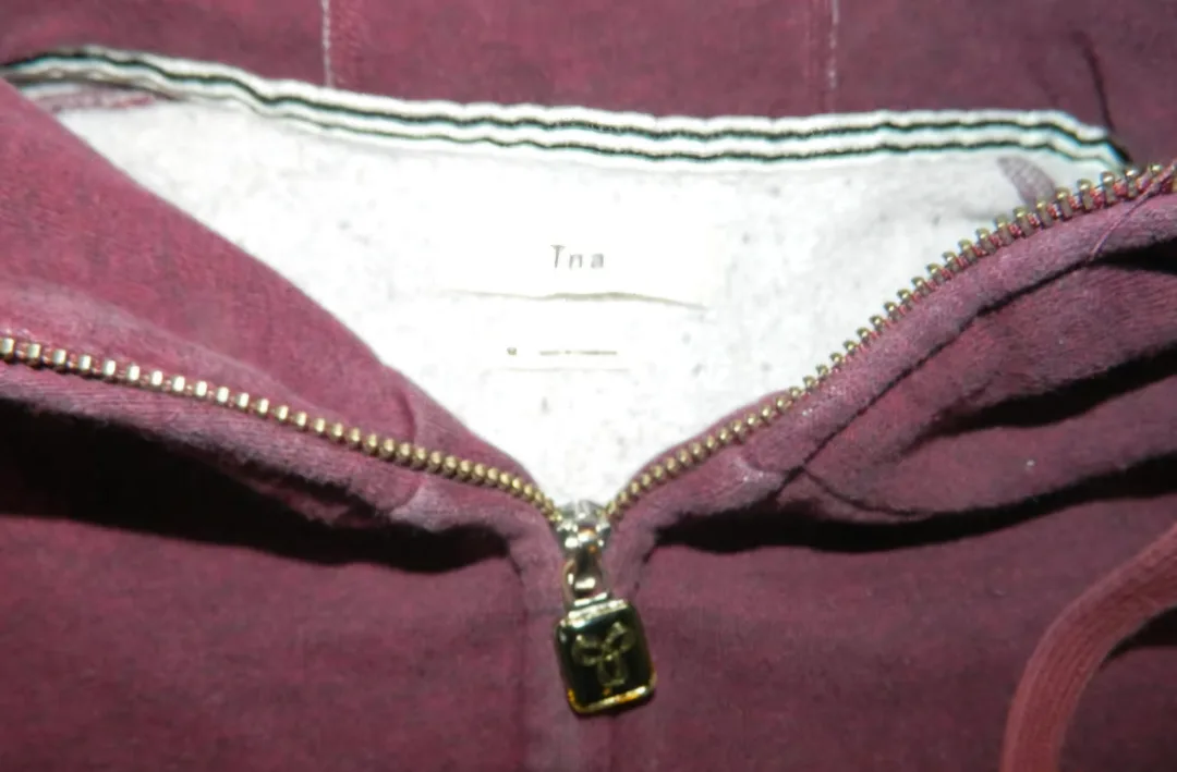TNA Burgundy Full Zip longer Hoodie..size m image indicator(2)