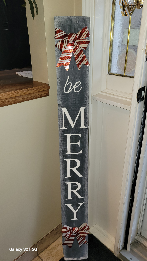 Handmade 'Be Merry' Wooden Sign - photo 2
