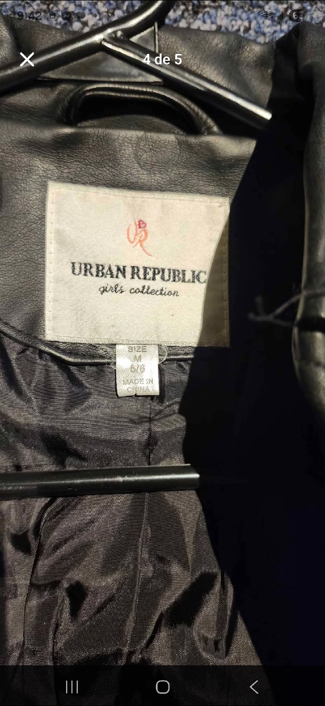 Girls' Black Faux Leather Jacket - Size (5/6) - photo 3