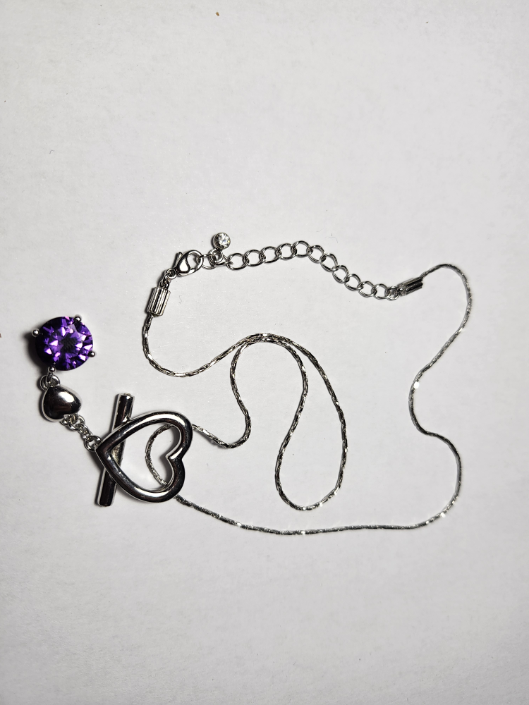 Heart Pendant Amethyst Necklace, has "Butler" written on back